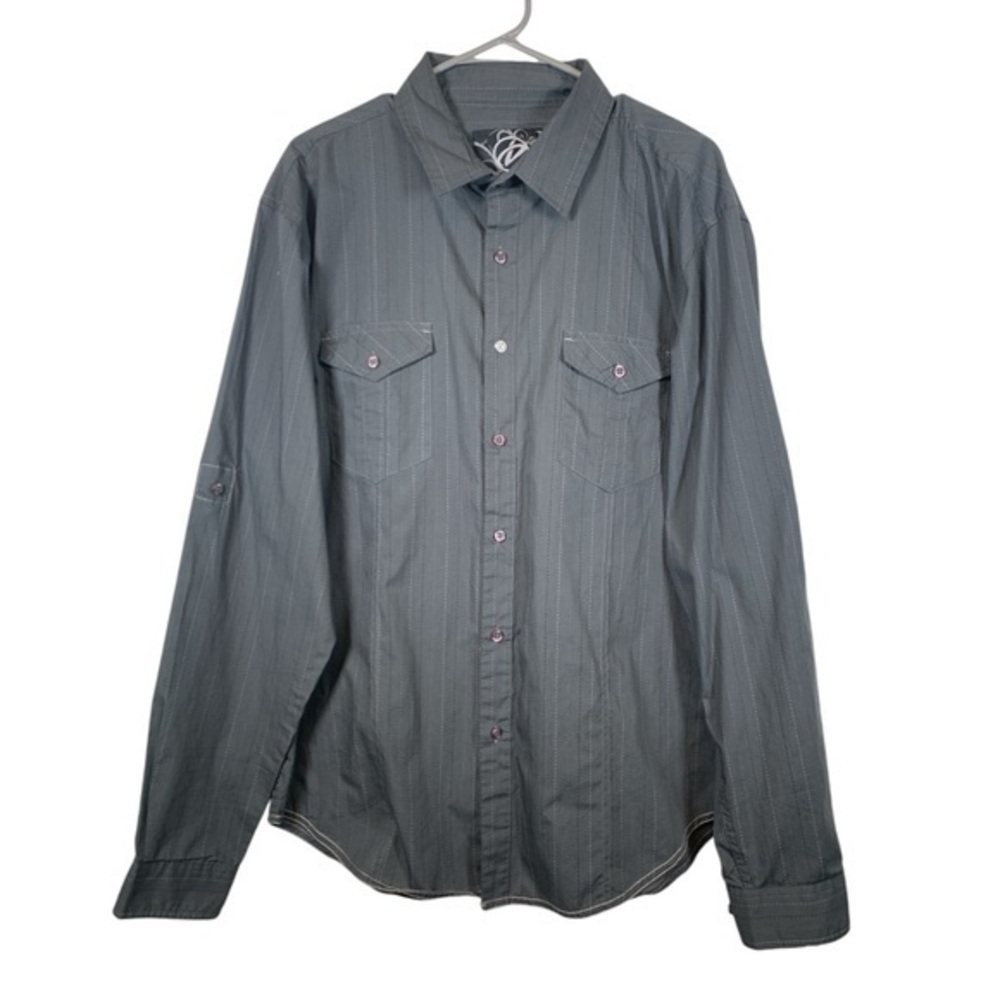 Drill Clothing Company Gray Long Sleeve Button Down Shirt Size XL EUC #4261